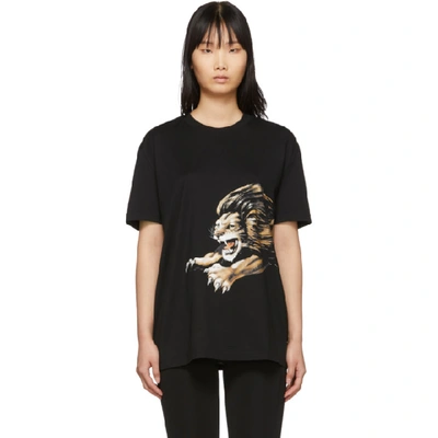 Shop Givenchy Black Leo Signature T-shirt In 001 Black