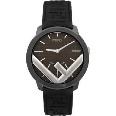 Shop Fendi Black And Brown Run Away F Is  Watch In Black/brown