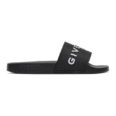 Givenchy Black Logo Pool Slides | ModeSens