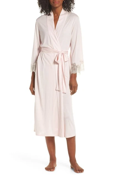 Shop Natori Luxe Shangri-la Robe In Blush Pink/ Cocoon Lace