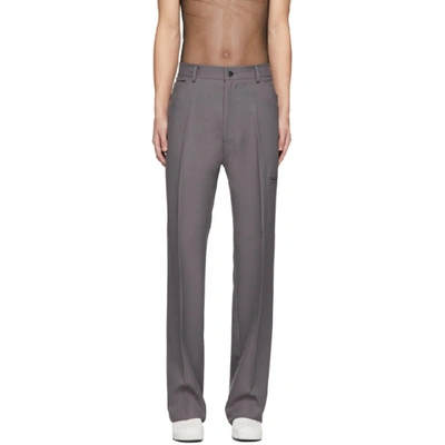 Shop Random Identities Grey High Rise Five Pocket Trousers In Dark Grey