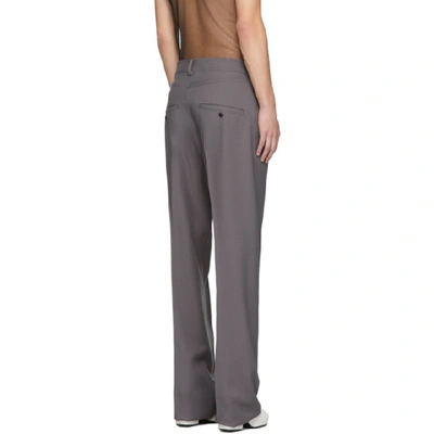 Shop Random Identities Grey High Rise Five Pocket Trousers In Dark Grey