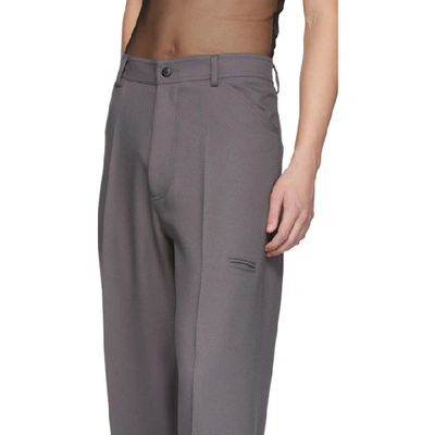 Shop Random Identities Grey High Rise Five Pocket Trousers In Dark Grey