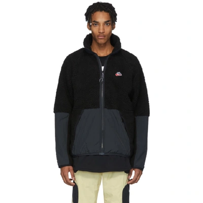 Shop Nike Black Sherpa Jacket In 010blackoff
