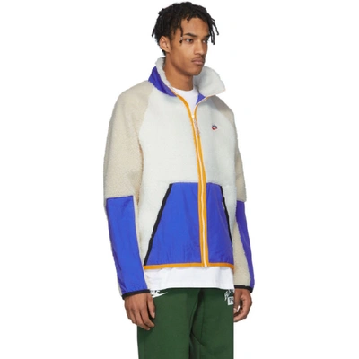 Shop Nike White And Blue Sherpa Jacket In 133sailgame