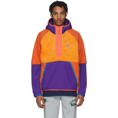 Shop Nike Orange Sherpa Fleece Pullover Jacket In 886kumquat