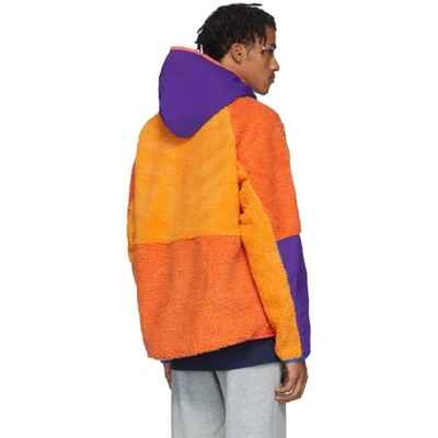 Shop Nike Orange Sherpa Fleece Pullover Jacket In 886kumquat