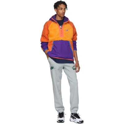 Shop Nike Orange Sherpa Fleece Pullover Jacket In 886kumquat