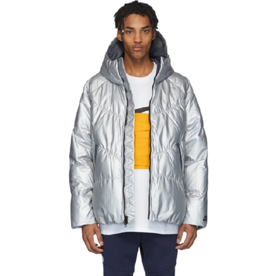 Nike Sportswear Down-fill Men's Hooded Puffer Jacket In Silver/ Dark Grey/ Black ModeSens