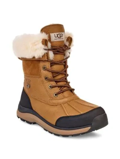 Shop Ugg Adirondack Iii Faux Shearling-lined Leather Boots In Chestnut