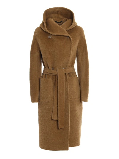 Shop Tagliatore Daisy Alpaca And Wool Hooded Coat In Light Brown