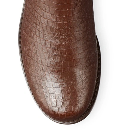 Shop Stuart Weitzman Siella In Coffee Brown Croc Embossed Leather