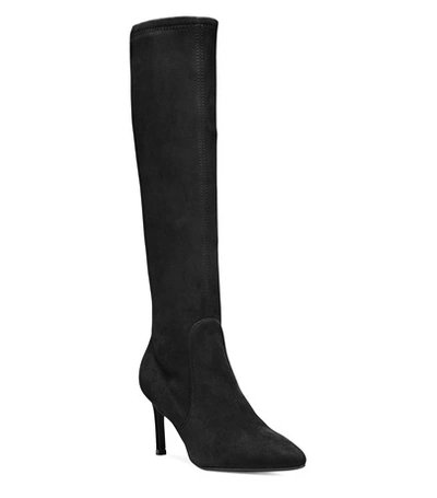 Shop Stuart Weitzman Wanessa 75 In Black Stretch Suede