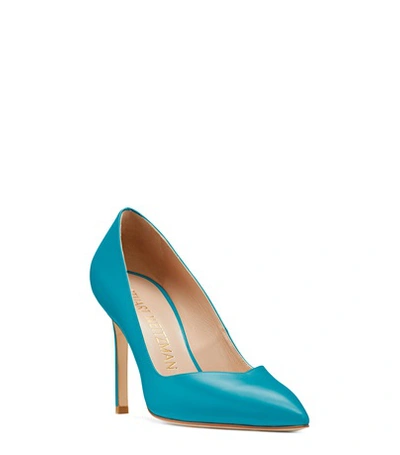 Shop Stuart Weitzman The Anny 70 Pump In Caribe Bright Blue Leather