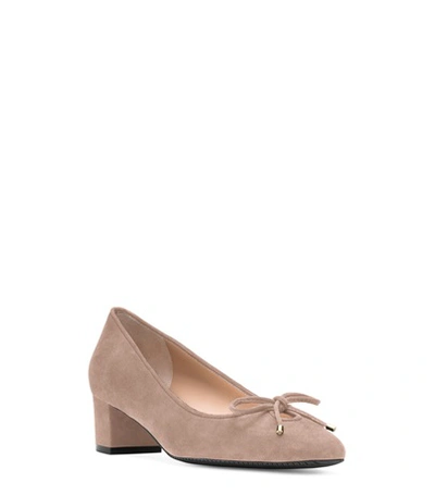 Shop Stuart Weitzman The Gabby 45 Pump In Taupe Suede