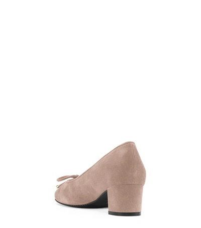 Shop Stuart Weitzman The Gabby 45 Pump In Taupe Suede