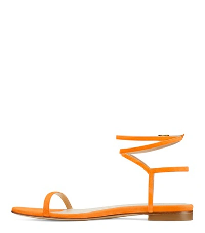 Shop Stuart Weitzman Merinda Flat In Sole Orange Suede