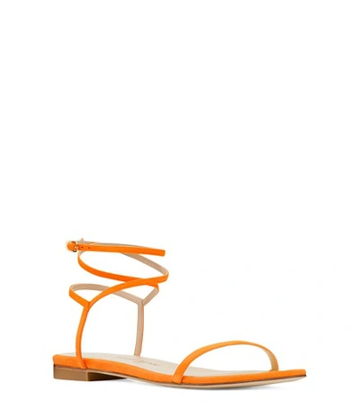 Shop Stuart Weitzman Merinda Flat In Sole Orange Suede