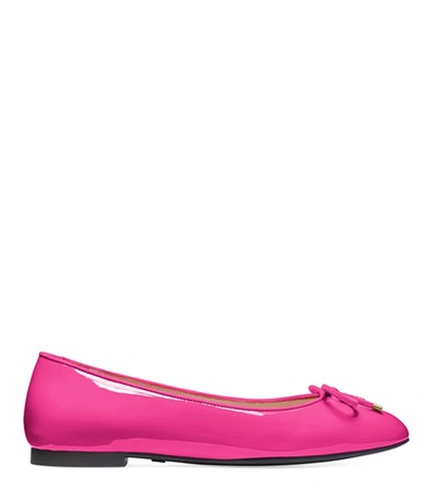 Shop Stuart Weitzman The Gabby Flat In Peonia Hot Pink Patent Leather