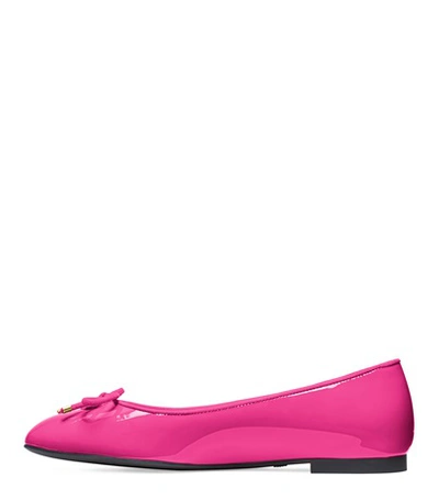 Shop Stuart Weitzman The Gabby Flat In Peonia Hot Pink Patent Leather
