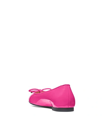 Shop Stuart Weitzman The Gabby Flat In Peonia Hot Pink Patent Leather