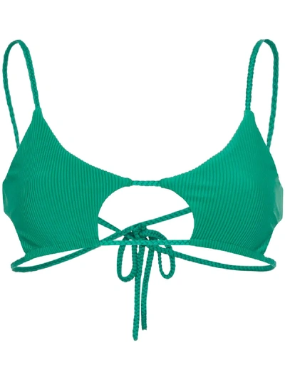 Shop Frankies Bikinis Willa Cut-out Bikini Top In Green