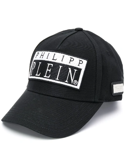 Shop Philipp Plein Embroidered Logo Baseball Cap In Black