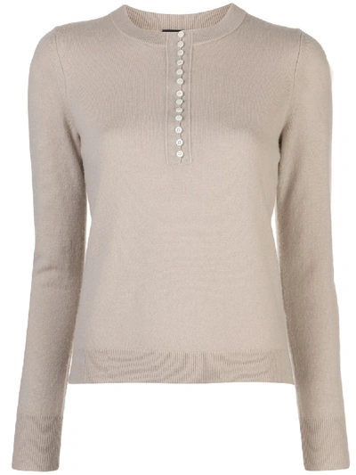 Shop Theory Henley Top In Neutrals