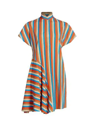 Shop Akris Punto Gazebo Stripe Shirtdress In Tangerine Pink