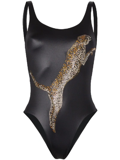 Shop Agent Provocateur Indiana High Cut Embellished Swimsuit In Black