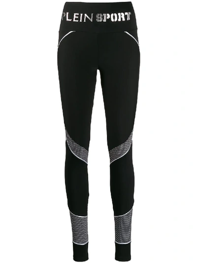 Shop Plein Sport Dotted Panels Fitness Leggings In Black