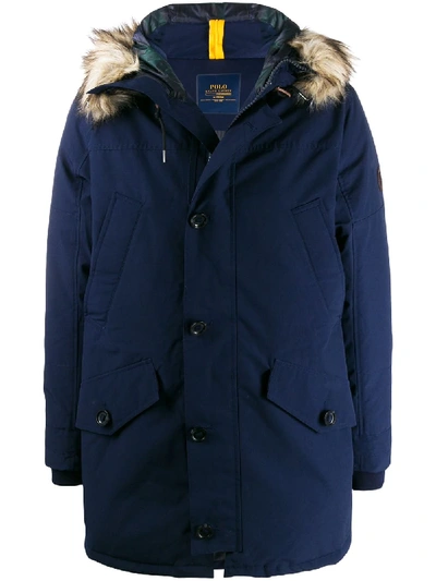 Shop Polo Ralph Lauren Loose-fit Hooded Parka Coat In Blue