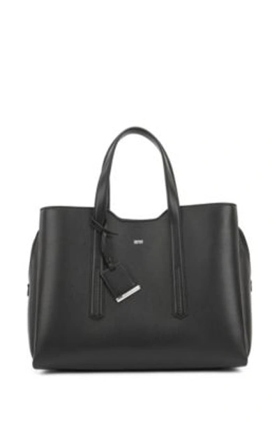 Shop Hugo Boss Soft Tote Bag In Grainy Italian Leather In Black