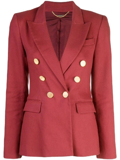 Shop Adam Lippes Red Women's Textured Double Breasted Blazer In Burgundy