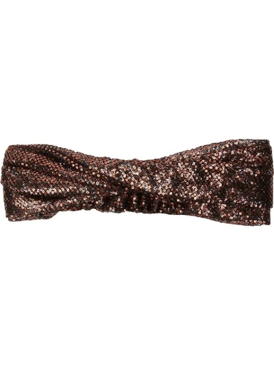 Shop Maison Michel Brown Women's Simone Sequin Embellished Headband In Black