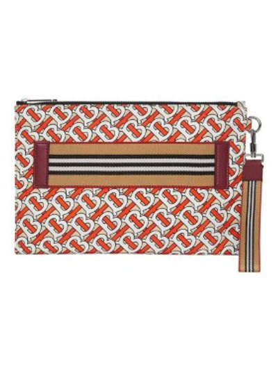 Shop Burberry Monogram Pouch In White