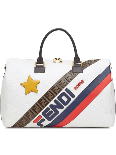 Shop Fendi White Women's  Mania Panelled Travel Bag
