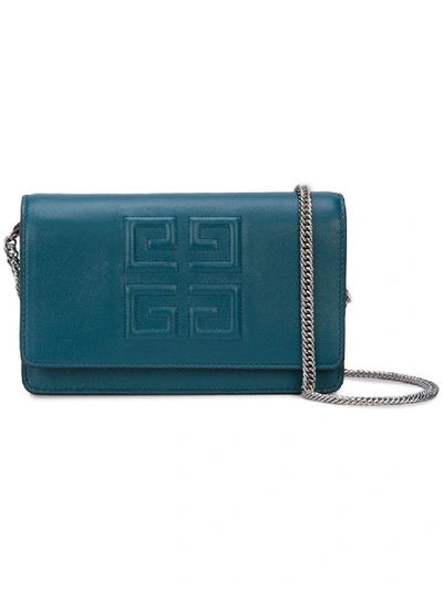 Shop Givenchy Blue Women's Emblem Chain Wallet In Green