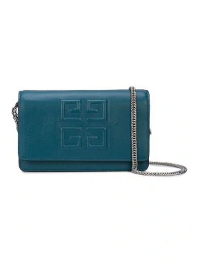 Shop Givenchy Blue Women's Emblem Chain Wallet In Green