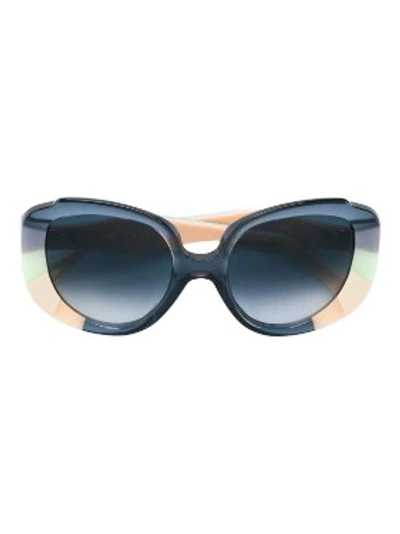 Shop Chloé Venus Colour Block Cat Eye Sunglasses In Black