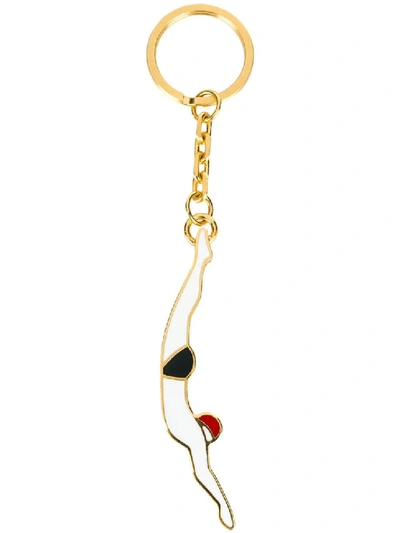 Shop Thom Browne Gold Women's Diver Keychain In White