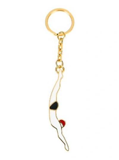 Shop Thom Browne Gold Women's Diver Keychain In White