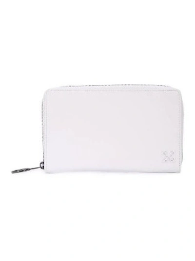 Shop Off-white White Women's White Leather Wallet Bag In Purple