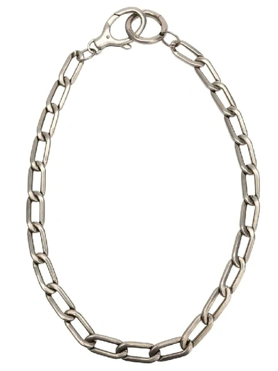 Shop Balenciaga Silver Men's Chain Necklace In Grey