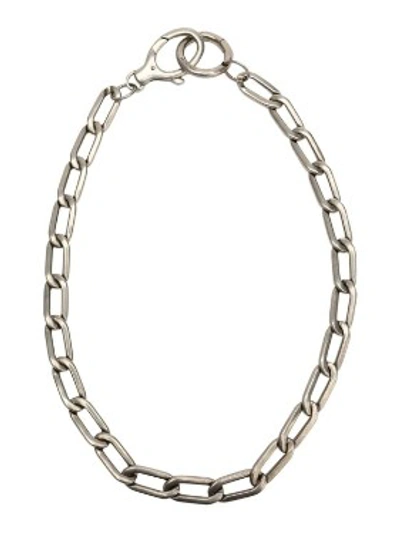 Shop Balenciaga Silver Men's Chain Necklace In Grey