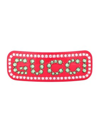 Shop Gucci Red Women's Crystal  Hair Clip
