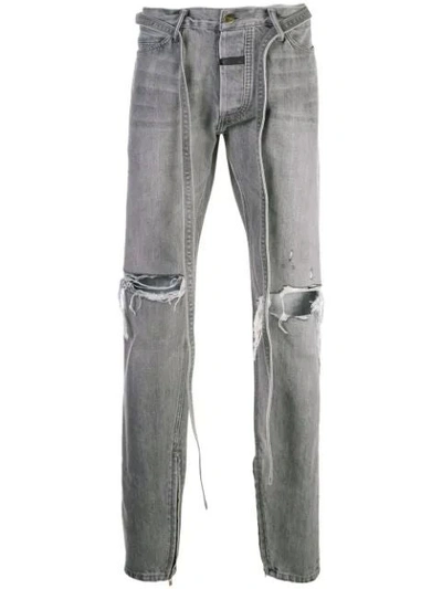 Shop Fear Of God Tie Waist Jeans In Grey