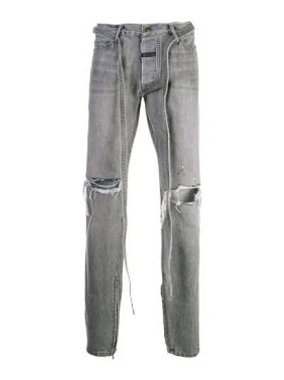 Shop Fear Of God Tie Waist Jeans In Grey