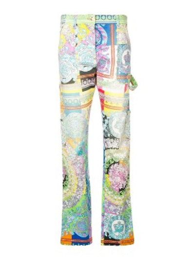 Shop Versace Technicolor Baroque Print Jeans In Grey