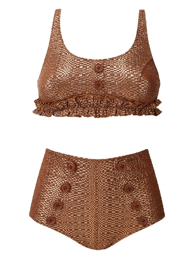 Shop Lisa Marie Fernandez Colby Two-piece Bikini In Brown